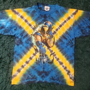 Vintage Wolverine X-Men Tie Dye Tee Universal Studios Marvel Graphic XL